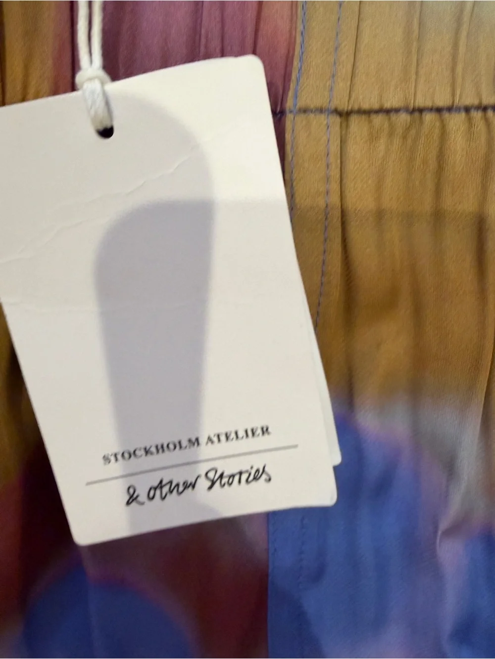 & Other Stories Lavender and Tan satin Abstract Elastic-Waist Pants - Picture 6 of 6